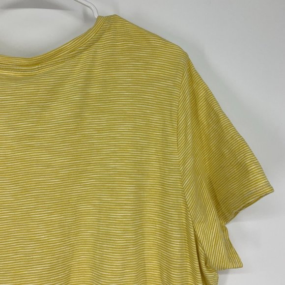 Old Navy Dress T-Shirt Waist Defined Slub Knit Mini Yellow Stripe - Picture 11 of 12